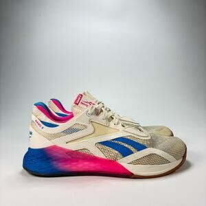 Reebok Nano X Training Shoes White Pink Blue Crossfit Gym FX7956 Women's Size 8